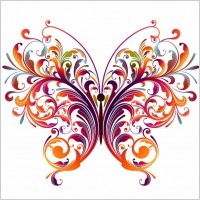 Abstract Floral Butterfly Vector Graphic