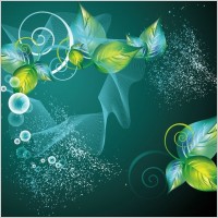Abstract Green Swirl Floral Vector Background