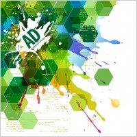 Abstract Hexagonal with Paint Splat Vector Illustration