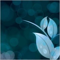Abstract Leaves-Bokeh On Dark Blue Background