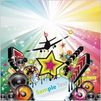 Abstract Rainbow Disco Music Background