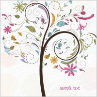 Abstract Swirl Floral Tree Vector Graphic