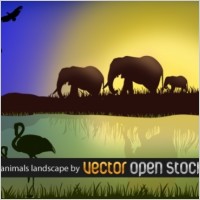 African landscape with animals