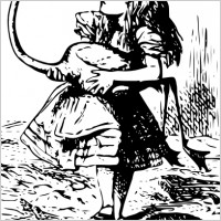 Alice In Wonderland Alice With A Flamingo clip art
