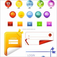 angular stickers button icons login and other vector