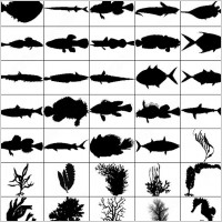 animals and sea plants brush