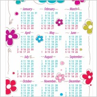 Annual Calendar For 2011 with Flowers