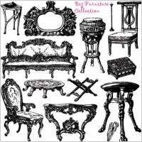 antique furniture handpainted pattern vector