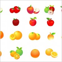 Apple and Orange Vector Graphic Set