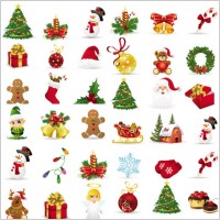 beautiful christmas icons vector