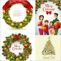 beautiful christmas wreath vector