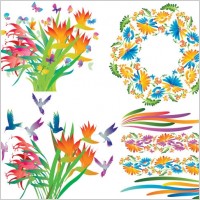 beautiful decorative flowers vector
