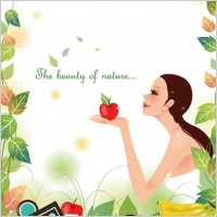 Beautiful Girl with Nature Background Vector Illustration