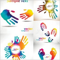 beautiful hands and feet silhouette pattern vector