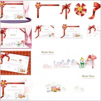 beautiful threedimensional christmas cards vector