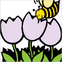 Bee And Flowers clip art