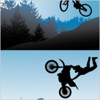 bicycle and motorcycle sport silhouette vector