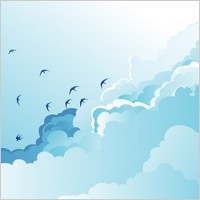 big blue sky scenery vector of wild geese