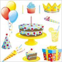 birthday dinner elements vector