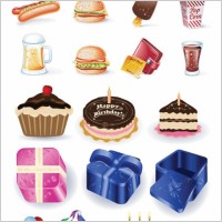 birthday vector goods and fast food