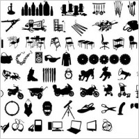 black and white design elements vector series 12 items silhouette