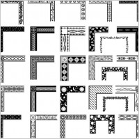 black and white pattern frame corners 03 vector