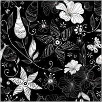 black background floral 03 vector