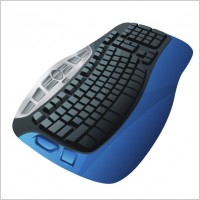 black key board with blue border