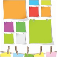 Blank Colorful Papers with Clip Vector Graphic