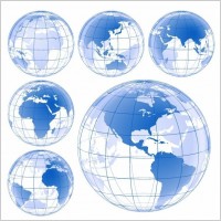 Blue Earth Globe Vector Set