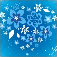 Blue Floral Heart