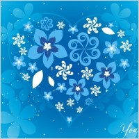 Blue Floral Heart