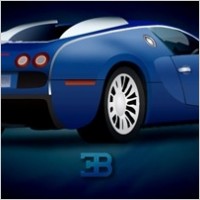 Blue Illustrate Car with Shiny Render