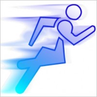 Blue running man