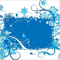 Blue Snowflake and Floral Background Vector Graphic