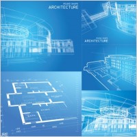 blue solid line draft map vector