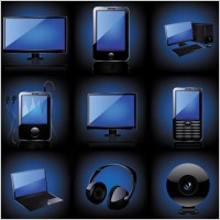 blue technology products icon 03 vector