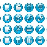 Blue Web Buttons Icon Set