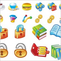 books and food lock link icon vector