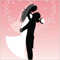 Bride and Groom Silhouette Vector Graphic