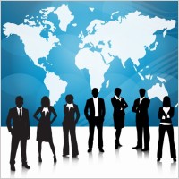 Business People Team With World Map