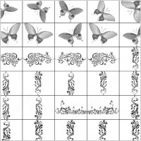 butterfly and decorative flower brush