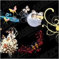 Butterfly and fashion pattern vector material