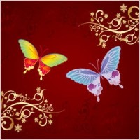 Butterfly and flowers vector
