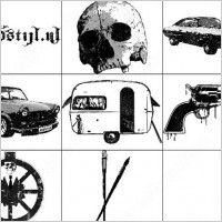 car and skull brush