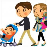 cartoon a family of three vector