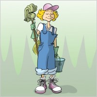 Cartoon Cleaning Lady Vector