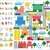 cartoon construction icon vector