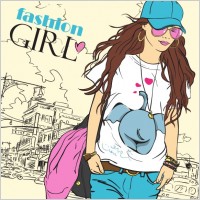 cartoon fashion beauty 02 vector