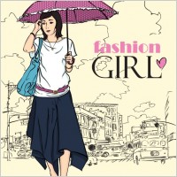 cartoon fashion beauty 05 vector